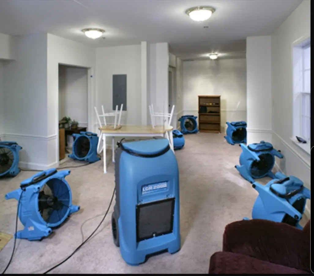 Air movers and dehumidifier setup for Water Extraction & Removal in San Carlos
